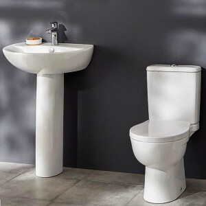 طقم حمام نوسو مرحاض بالدش و السيديلى والخزان بالماكينة و حوض 55 × 44 سم كامل